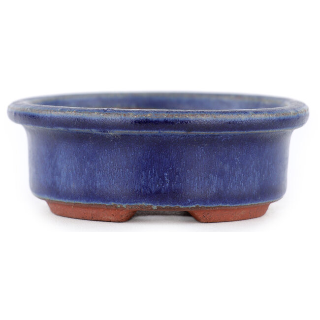 Ovale blauwe bonsaipot van Eime Yozan - 95 x 80 x 30 mm