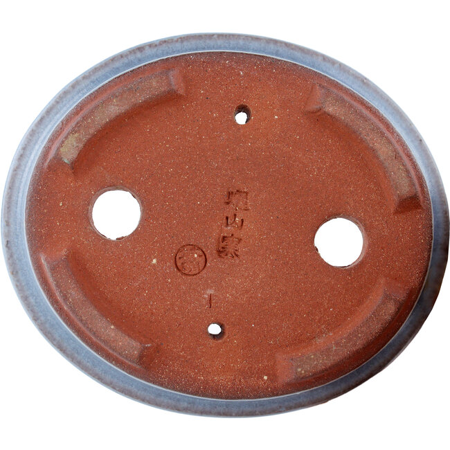 Pot à bonsaï ovale bleu par Eime Yozan - 95 x 80 x 30 mm