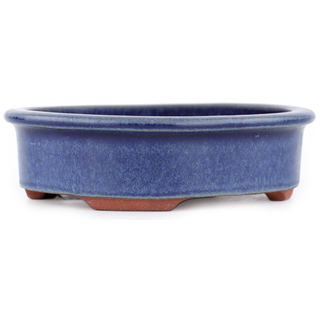 Ovaler blauer Bonsaitopf von Eime Yozan – 150 x 135 x 40 mm