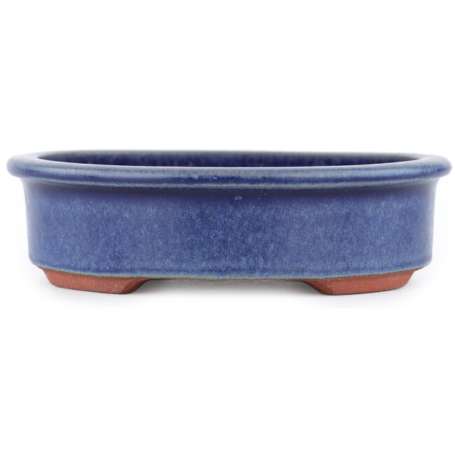 Ovale blauwe bonsaipot van Eime Yozan - 150 x 135 x 40 mm