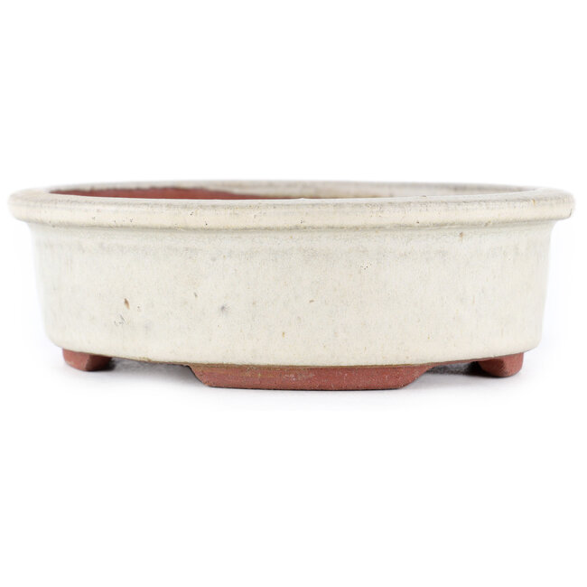 Vaso bonsai ovale bianco sporco di Eime Yozan - 155 x 140 x 45 mm