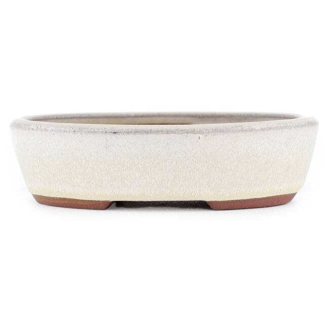 Oval off-white bonsai pot by Eime Yozan - 153 x 125 x 40 mm