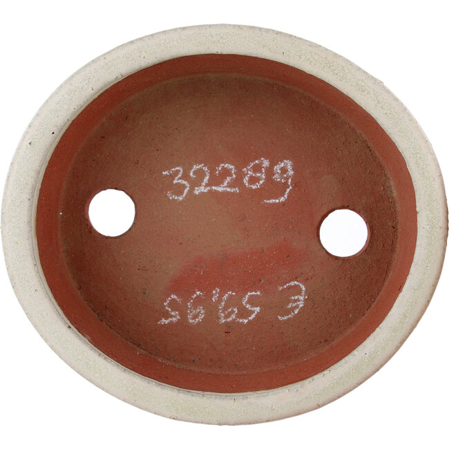 Maceta para bonsái ovalada blanco roto de Eime Yozan - 155 x 140 x 45 mm