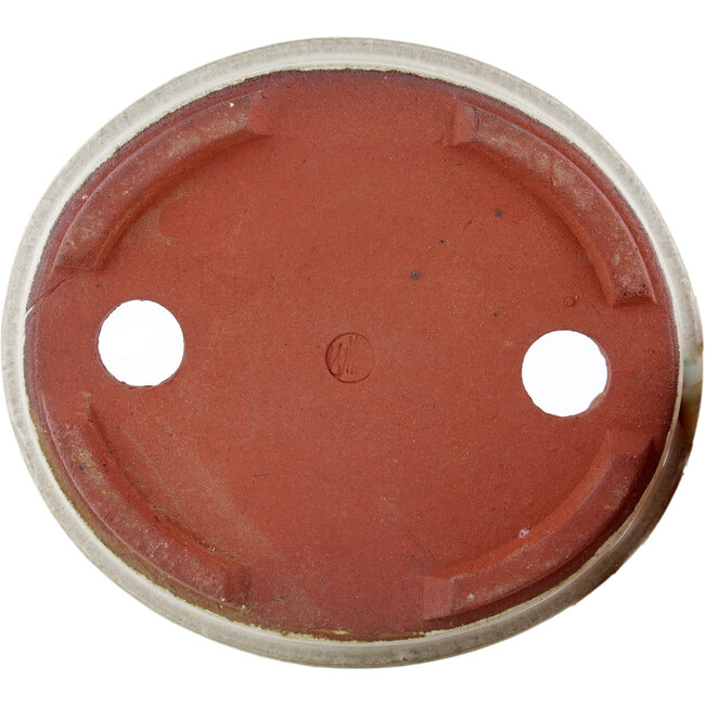 Pot à bonsaï ovale blanc cassé par Eime Yozan - 155 x 140 x 45 mm