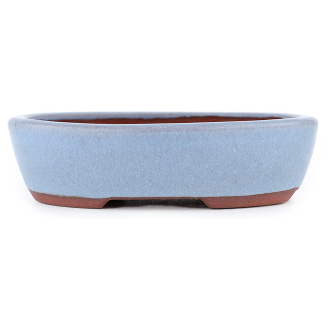 Oval blue bonsai pot by Eime Yozan - 153 x 125 x 40 mm