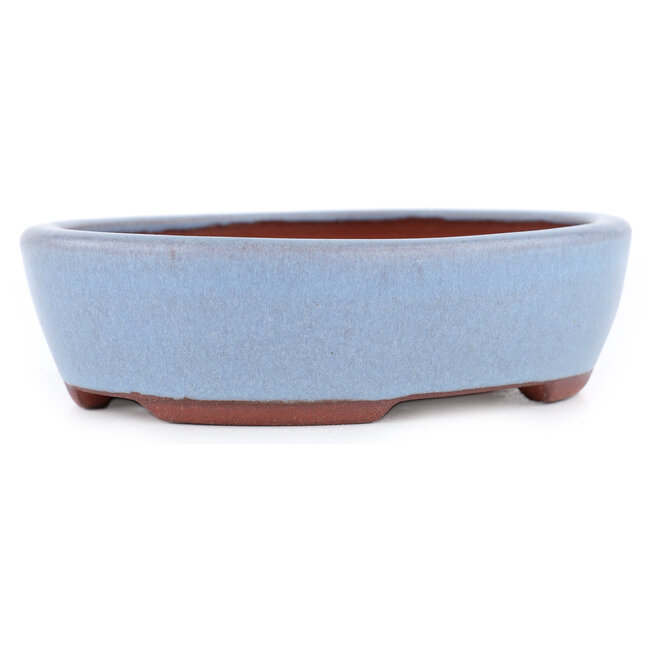 Ovale blauwe bonsaipot van Eime Yozan - 153 x 125 x 40 mm