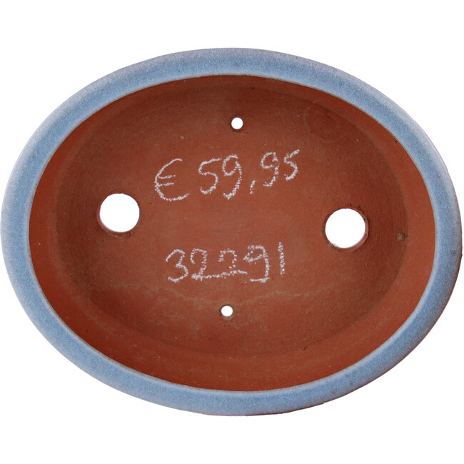 Pot à bonsaï ovale bleu par Eime Yozan - 153 x 125 x 40 mm