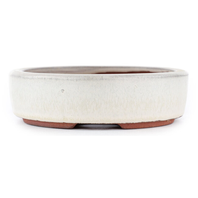 Oval off-white bonsai pot by Eime Yozan - 185 x 145 x 40 mm