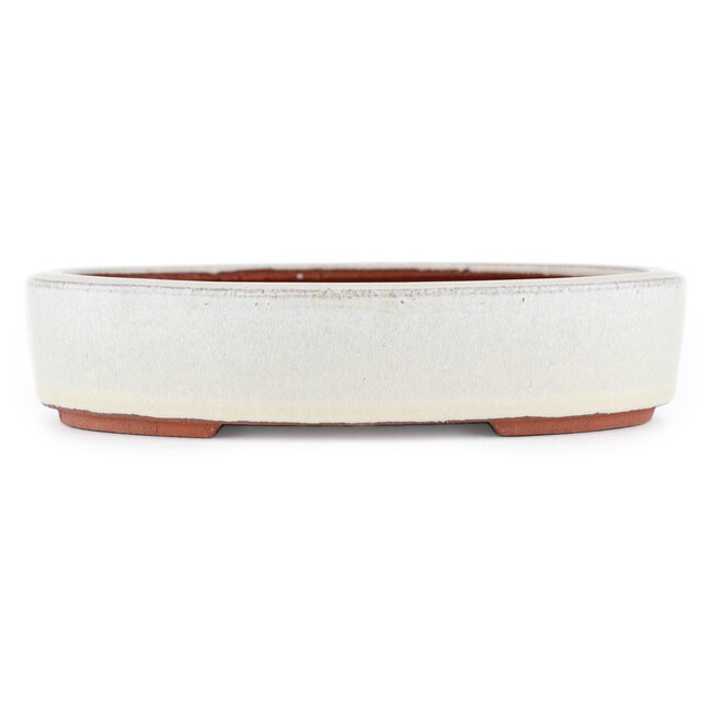 Oval off-white bonsai pot by Eime Yozan - 185 x 145 x 40 mm