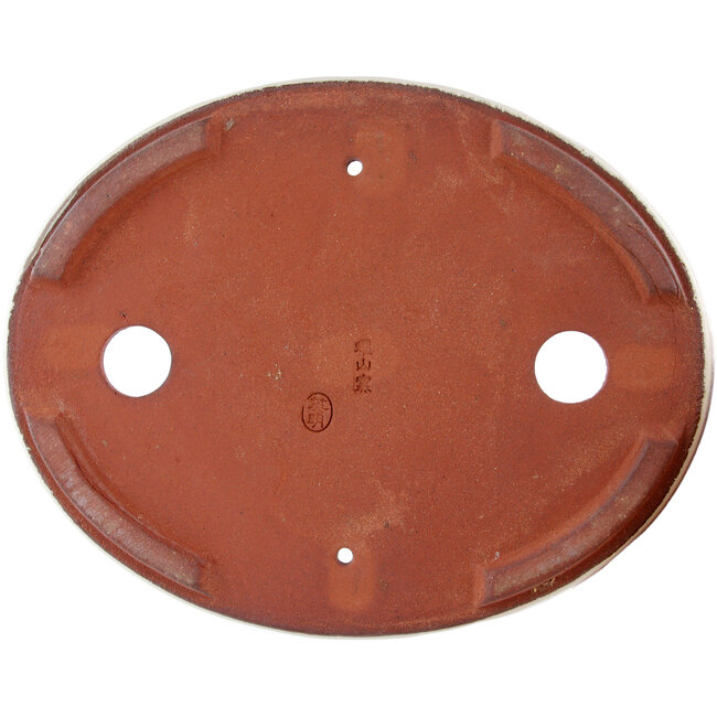 Maceta para bonsái ovalada blanco roto de Eime Yozan - 185 x 145 x 40 mm
