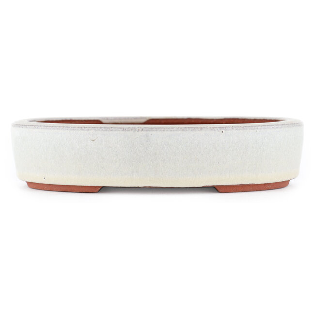 Oval off-white bonsai pot by Eime Yozan - 185 x 145 x 40 mm