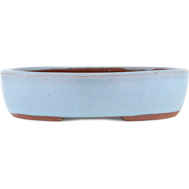 Oval blue bonsai pot by Eime Yozan - 185 x 145 x 40 mm