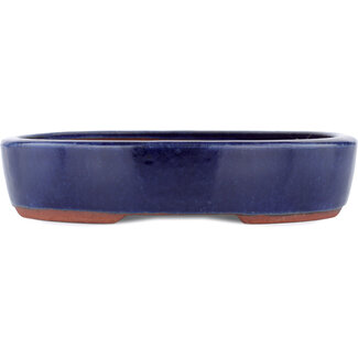 Eimei ( Yozan kiln) 215 mm  blue bonsai pot by Eime Yozan, Tokoname, Japan