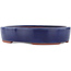 Oval blue bonsai pot by Eime Yozan - 215 x 180 x 43 mm