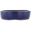 Oval blue bonsai pot by Eime Yozan - 215 x 180 x 43 mm