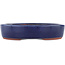 Oval blue bonsai pot by Eime Yozan - 215 x 180 x 43 mm