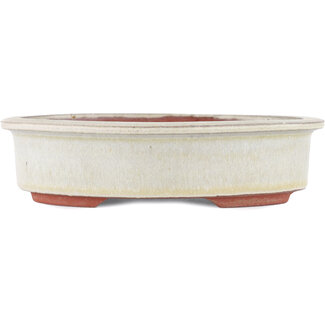  Eimei ( Yozan kiln) 180 mm gebroken witte bonsaipot van Eime Yozan, Tokoname, Japan