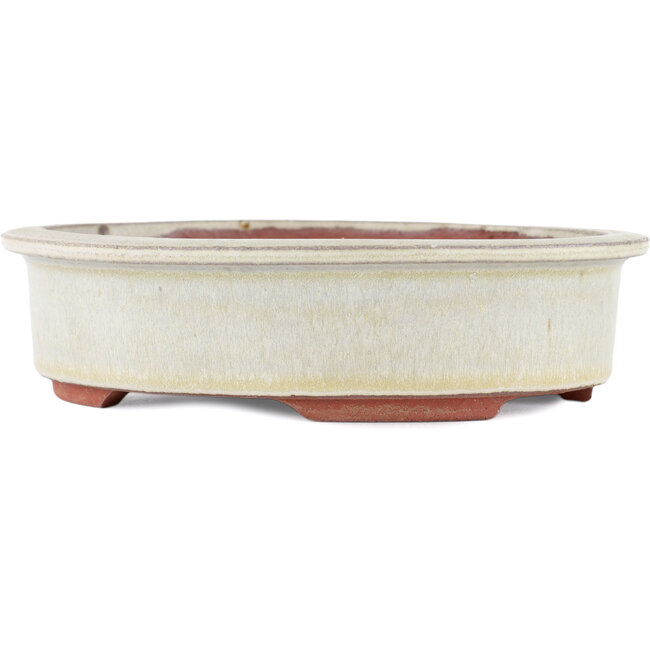 Vaso bonsai ovale bianco sporco di Eime Yozan - 180 x 150 x 40 mm
