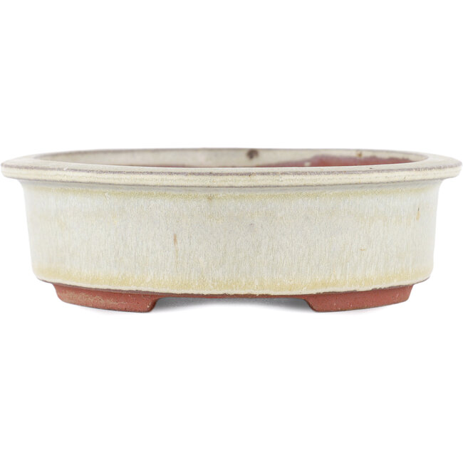 Vaso bonsai ovale bianco sporco di Eime Yozan - 180 x 150 x 40 mm