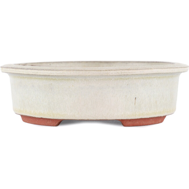 Pot à bonsaï ovale blanc cassé par Eime Yozan - 180 x 150 x 40 mm