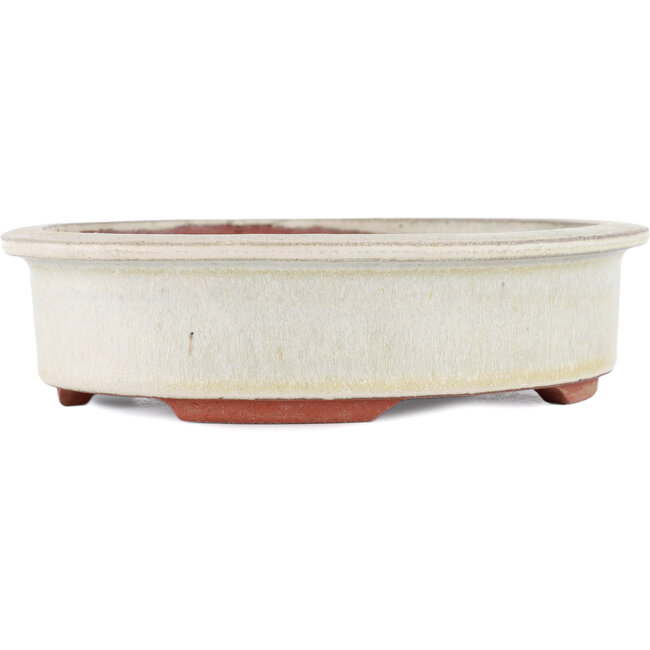 Vaso bonsai ovale bianco sporco di Eime Yozan - 180 x 150 x 40 mm