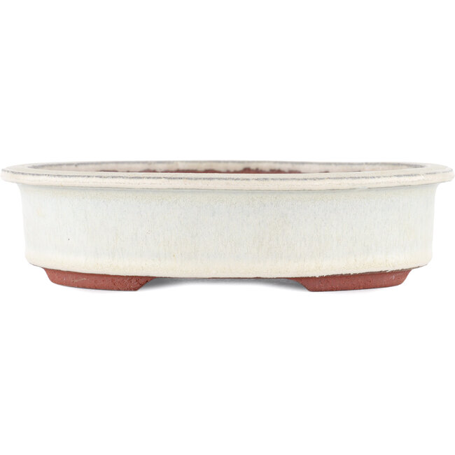 Pot à bonsaï ovale blanc cassé par Eime Yozan - 180 x 150 x 40 mm