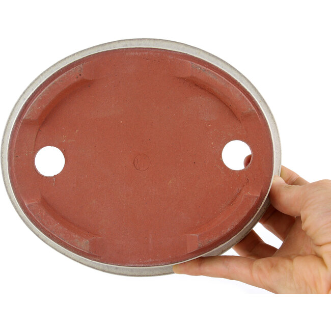 Maceta para bonsái ovalada blanco roto de Eime Yozan - 180 x 150 x 40 mm