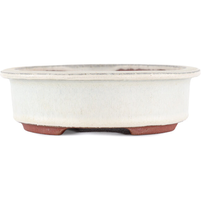 Ovaler, cremefarbener Bonsaitopf von Eime Yozan – 180 x 150 x 40 mm