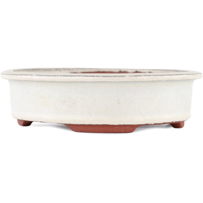 Pot à bonsaï ovale blanc cassé par Eime Yozan - 180 x 150 x 40 mm