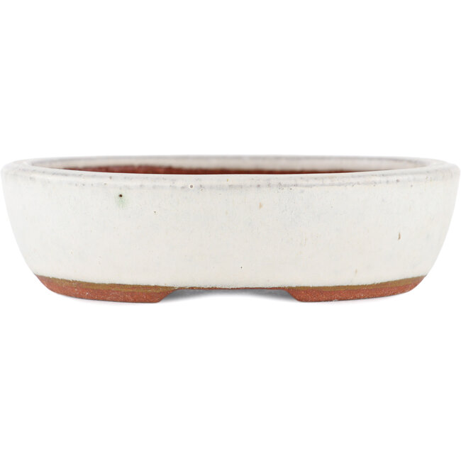 Pot à bonsaï ovale blanc par Eime Yozan - 120 x 100 x 30 mm