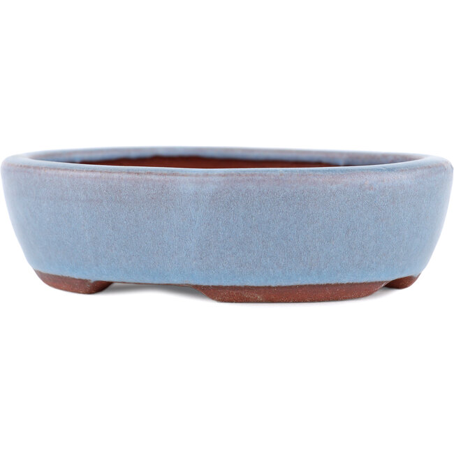 Oval blue bonsai pot by Eime Yozan - 120 x 100 x 30 mm