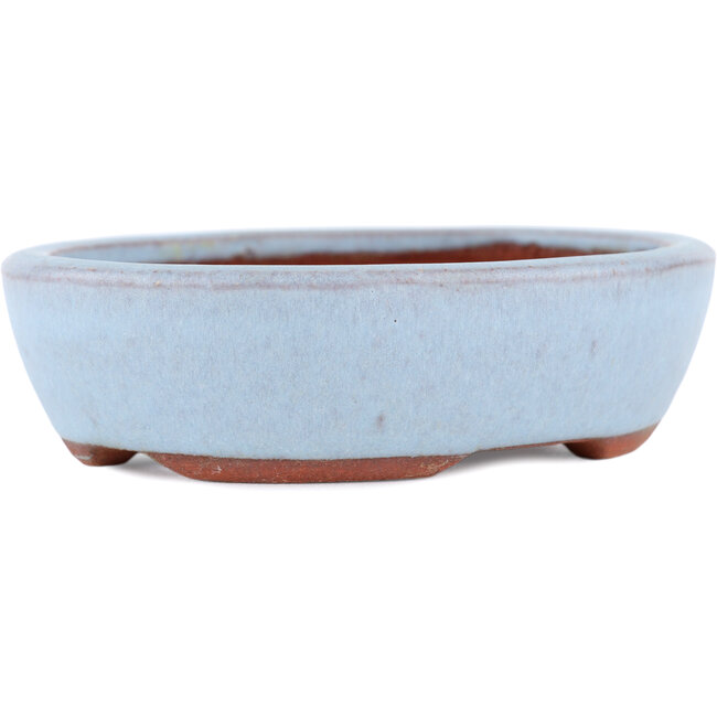 Oval blue bonsai pot by Eime Yozan - 120 x 100 x 30 mm