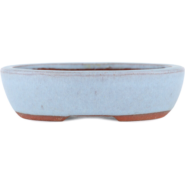Oval blue bonsai pot by Eime Yozan - 120 x 100 x 30 mm