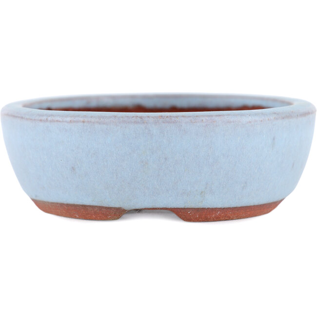 Oval blue bonsai pot by Eime Yozan - 120 x 100 x 30 mm