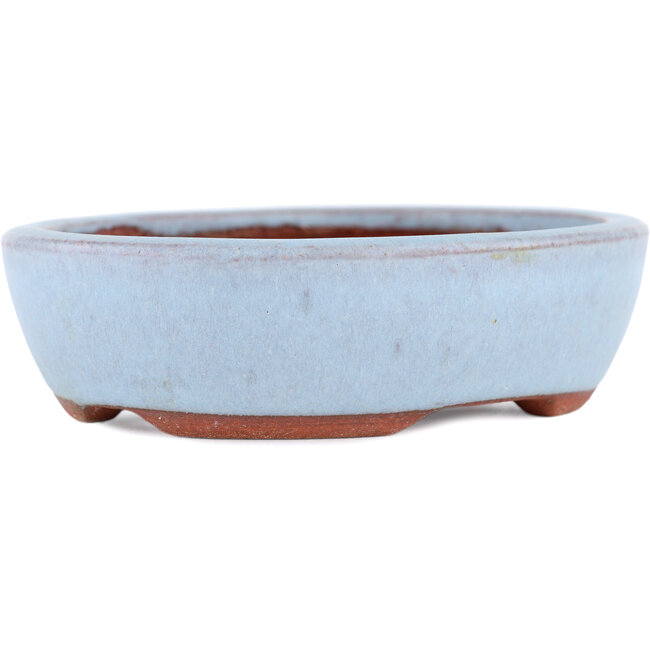 Oval blue bonsai pot by Eime Yozan - 120 x 100 x 30 mm