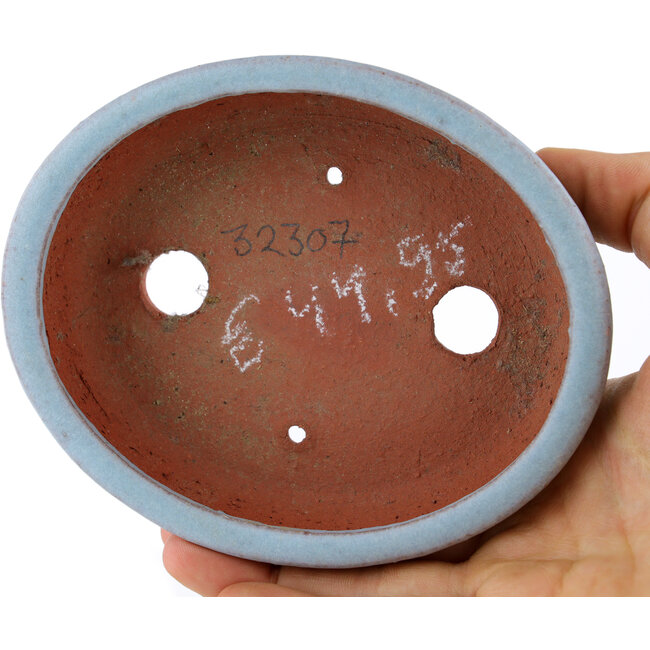 Ovaler blauer Bonsaitopf von Eime Yozan – 120 x 100 x 30 mm