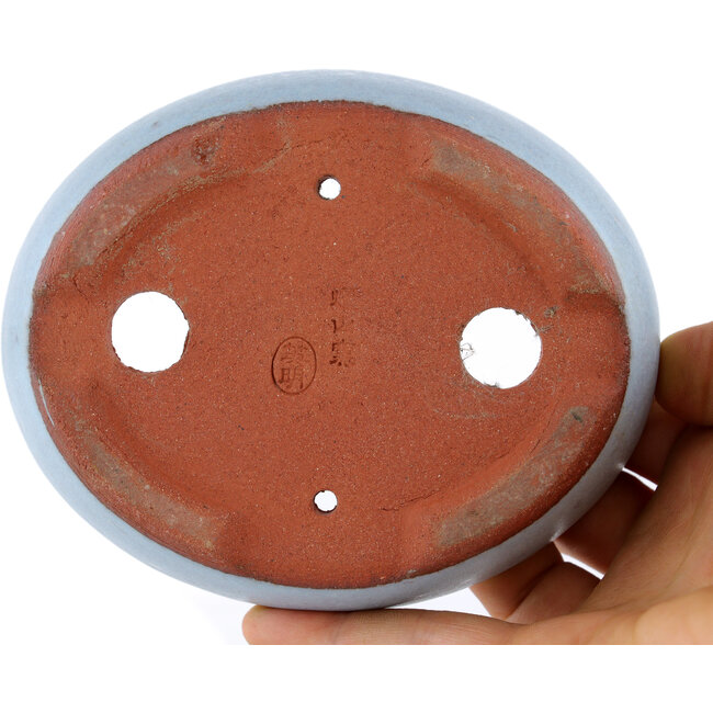 Pot à bonsaï ovale bleu par Eime Yozan - 120 x 100 x 30 mm