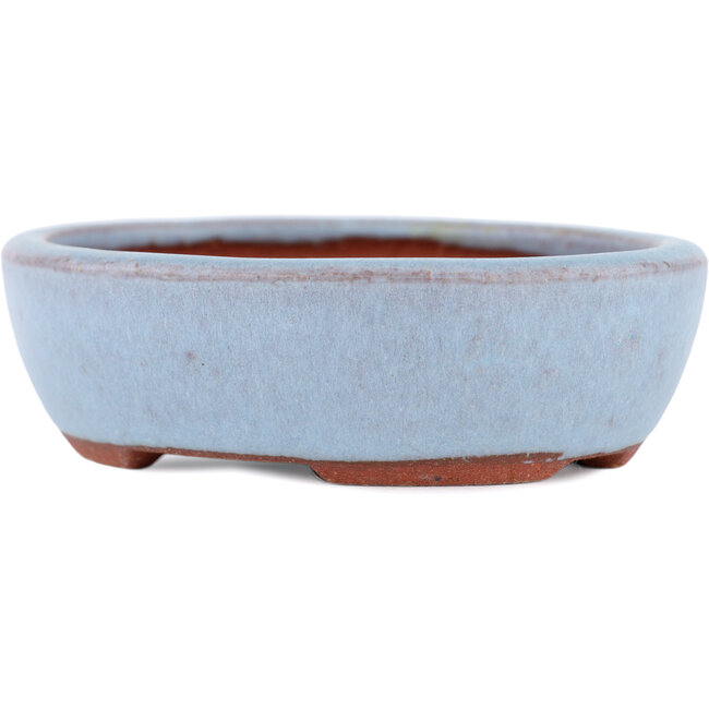 Ovale blauwe bonsaipot van Eime Yozan - 95 x 85 x 28 mm