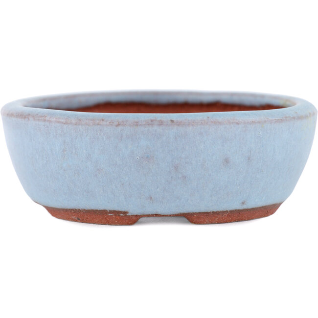Pot à bonsaï ovale bleu par Eime Yozan - 95 x 85 x 28 mm