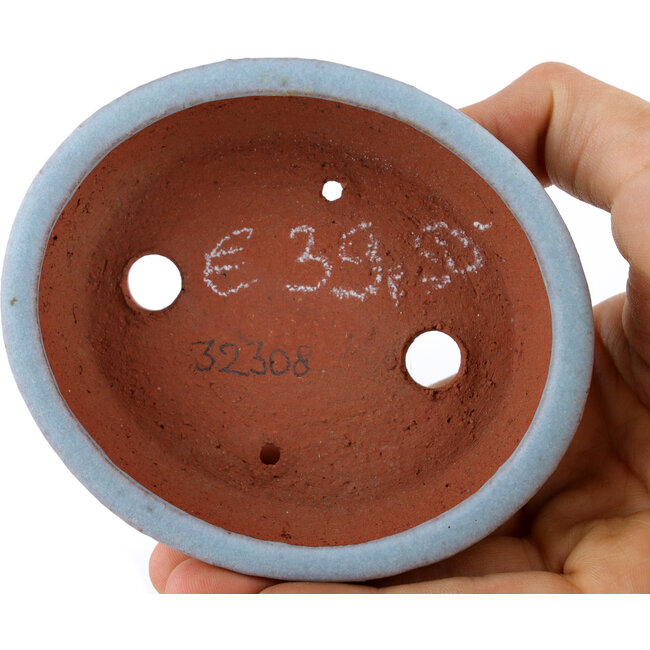 Ovaler blauer Bonsaitopf von Eime Yozan – 95 x 85 x 28 mm