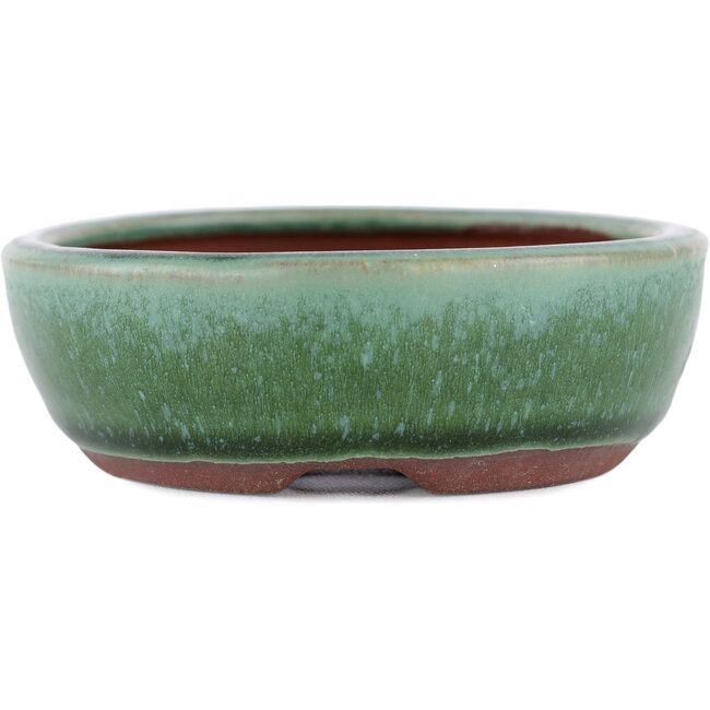 Pot à bonsaï ovale vert par Eime Yozan - 120 x 100 x 30 mm