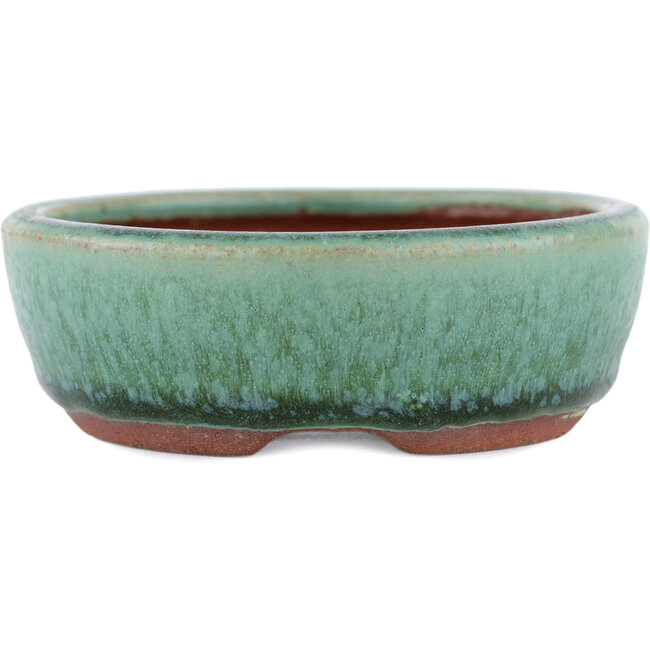 Vaso bonsai ovale verde di Eime Yozan - 120 x 100 x 30 mm