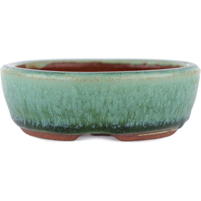 Vaso bonsai ovale verde di Eime Yozan - 120 x 100 x 30 mm