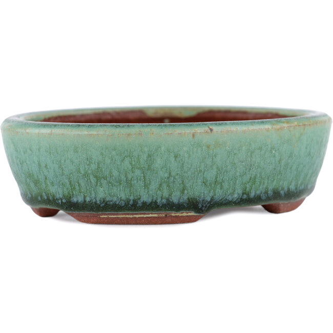 Ovale groene bonsaipot van Eime Yozan - 120 x 100 x 30 mm