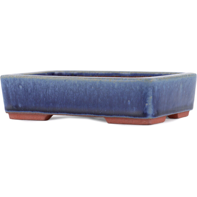 Rechteckiger blauer Bonsaitopf von Eime Yozan – 140 x 105 x 35 mm