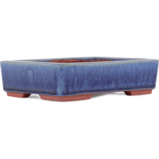 Vaso bonsai rettangolare blu di Eime Yozan - 140 x 105 x 35 mm