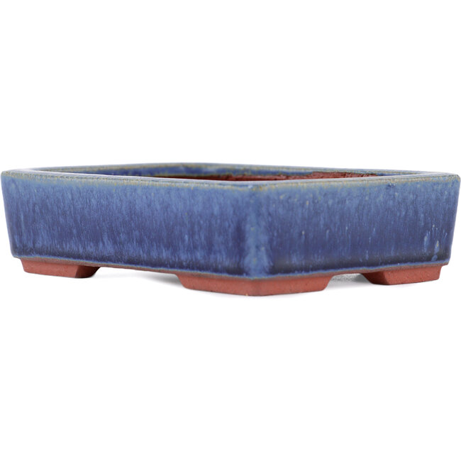 Pot à bonsaï rectangulaire bleu par Eime Yozan - 140 x 105 x 35 mm