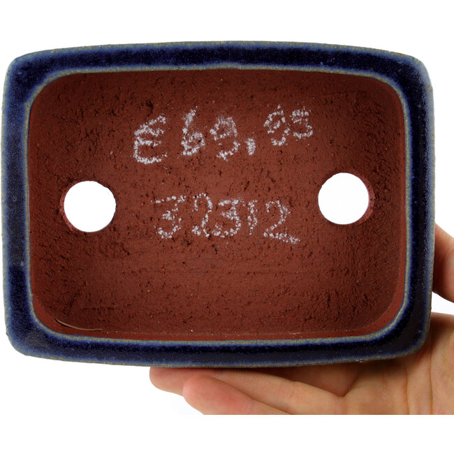 Vaso bonsai rettangolare blu di Eime Yozan - 140 x 105 x 35 mm