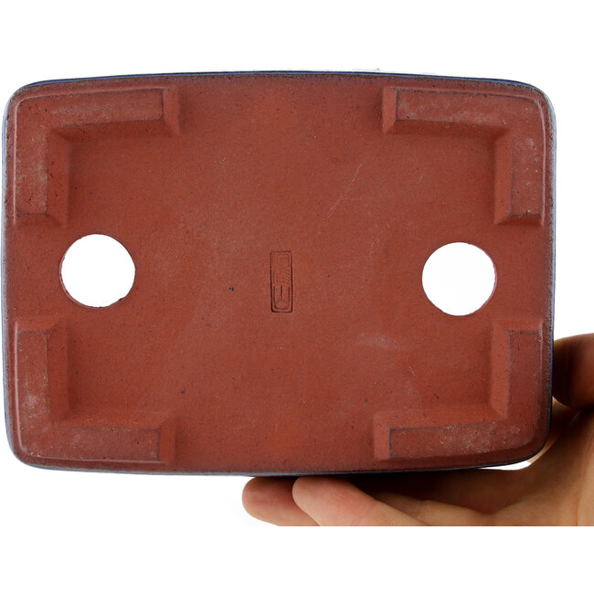 Vaso bonsai rettangolare blu di Eime Yozan - 140 x 105 x 35 mm