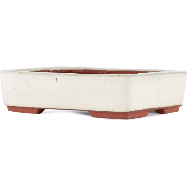 Pot à bonsaï rectangulaire blanc cassé par Eime Yozan - 140 x 105 x 35 mm